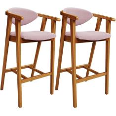 Kit 02 Banquetas Alta Para Cozinha Bancada Bar Sala De Jantar Fixa Cecília L02 Bouclê Rosê