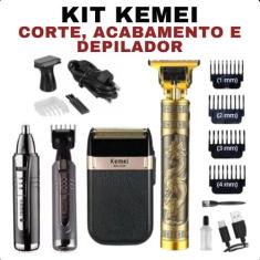 Máquina de Cabelo Kemei com Barbeador e Aparador Compacto Premium - LI