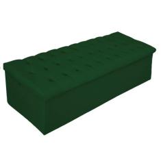 Recamier Baú Estofada Mel 160 cm Queen Size Com Capitonê Suede Verde -