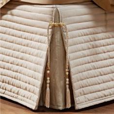 Saia Para Cama Box King Paris Matelada Bege