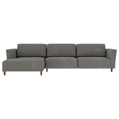 Sofá 310cm com Chaise Esquerda Franz Suede Grafite - Gran Belo