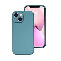 Capa de telefone para iPhone X XR XS 11 12 13 14 Pro Max 7 8 Plus Contratada Cor Pura Silicone Líquido Capa Traseira Macia, Haze Blue, Para iPhone 12 mini
