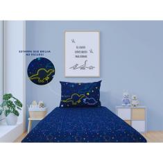 Jogo De Lençol Solteiro Infantil 2 Peças Dinossauro Luminoso