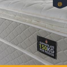 Cama Box Baú + Colchão de Casal Strong D45 One Face 138x188x54cm Branco - Suporta até 150kg por pessoa