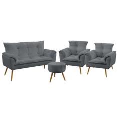 Namoradeira e 2 Poltronas Opala com Puff Solar Sued Aradecor