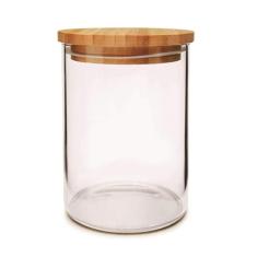 Yoi, 8120210007, Pote Hermético Tampa Eco 700 ml Vika Vidro Borossilicato, cor Transparente, Bambu