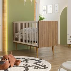 Berço Americano Encanto Alta Resistência Nogal Manchester/  Branco