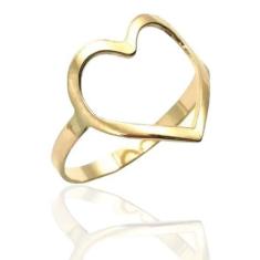 Anel de ouro 18K coração Vazado - Elegancy Joias, 10