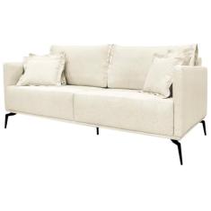Sofa Sala De Estar Liv 2 Lugares Pes Aço Linho 231 Natural Ezz