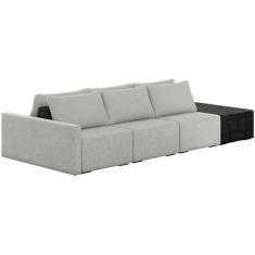 Sofá Ilha Modular Para Sala 312cm com Puff Dublin K01 Linho Cinza e Si