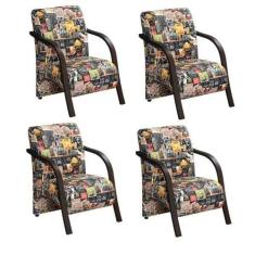 Kit 4 Poltronas Decorativas 1 Lugar Sevilha Braço Pé Madeira Confortáv
