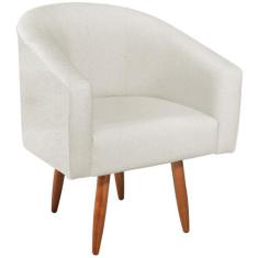 Poltrona Luiza Pés Palito Mel Linho Bege - ADJ Decor