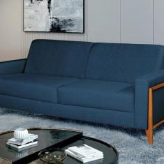 Sofá Living 216cm Veludo com Molas e Pés em Madeira Tokio - DECOR LAR