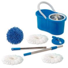 Mop 360 Cesto Inox 3 Refil Microfibra E 1 Refil Tira Pó - Vendasshop