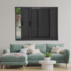 Janela Veneziana de Alumínio 3 Folhas 120 X 120cm Linha 25 Esquadrias Bergamo