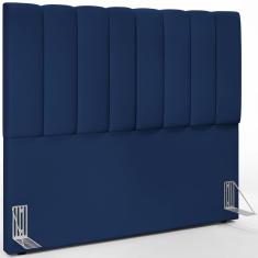 Cabeceira Cama Box Casal 140 Cm Suede Azul Marinho