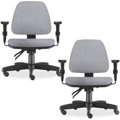 Kit 02 Cadeiras De Escritório Giratória Executiva Cinza