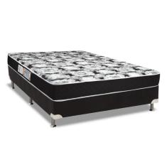 Cama Box Casal: Colchão Espuma D45 Luckspuma Gran Luck Black Pró Saúde + Base Black(138X188)
