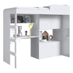 Cama Infantil Com Baú E Escrivaninha Multimóveis Cr40073 Branca Branco