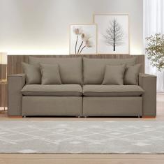Sofá Retrátil 240cm Barcelona Bege Escuro