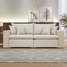 Sofá Retrátil 220cm Barcelona Linho/cru