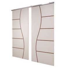 Porta Dupla Branco Prime Frisada Kit Alumínio F07 - 210x140