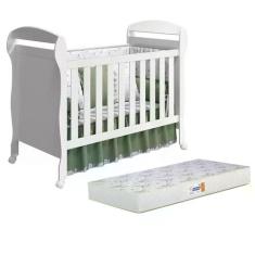 Berço Mini Cama Danny Branco Fosco com Colchão D18 de 10cm Bege - Rell