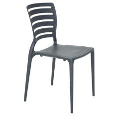 Cadeira Tramontina Sofia Encosto Horizontal Grafite em Polipropileno e