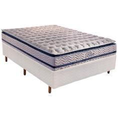 Cama Box Casal: Colchão Molas Ensacadas Paropas Master Blue + Base Crc Rústico White(138X188)