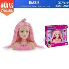 Boneca Barbie Pentear Mini Styling Head Special Hair Cabelo Rosa C/ Ac