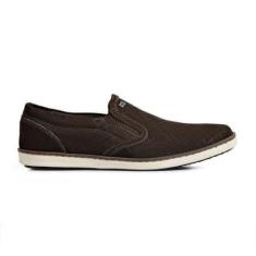 Tênis Slip On Couro Calce Fácil Casual Masculino-Masculino