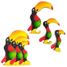 Quebra Cabeça Zoo Filhotes Madeira - Tucano - Colorido - 73711 - Maninho Artesanatos