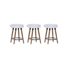 Kit 3 Bancos Moderno Pé Palito Roma Slim Branco 50cm