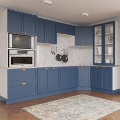 Cozinha Modulada 9 Peças sem Tampo 4 Aéreos 4 Balcões e Torre Quente Arizona CabeCasa MadeiraMadeira Branco/Azul