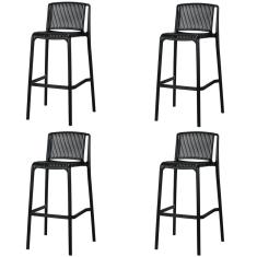 Kit 4 Banqueta Floripa Fratini 100 cm (altura) em Poliuretano (PU) Cor Preto