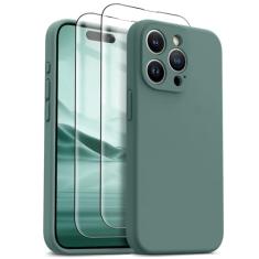 HIKII Capa para iPhone 15 Pro Max, silicone atualizado à prova de choque [pacote com 2 protetores de tela] [compatível com Magsafe] [proteção da câmera], forro de microfibra antiarranhões, 17 cm,