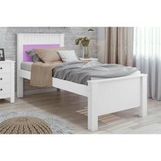 Cama Solteiro Athenas Branco ou Branco c/ Lilás - Flex - Lopas