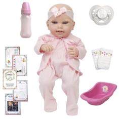 Boneca Reborn Bebê Com Banheira Infantil Enxoval 14 Itens - Cegonha Re