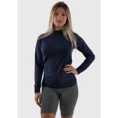 Blusa Térmica Diluxo Azul Marinho UV, Azul, Mulher, GG