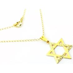Colar Cordão Gargantilha Estrela De Davi Folheado 18k