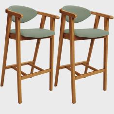 Kit 02 Banquetas Alta Para Cozinha Bancada Bar Sala de Jantar Fixa Cecília L02 Bouclê Oliva - Lyam