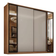 Guarda Roupa Casal Laredo 4 Portas Flex com Vidro Reflecta - Demartêz Amêndola Touch/Nude Prime tx