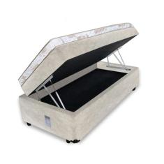 Cama Box Baú Solteiro 88 Conjugado de Espuma Sintético Bege