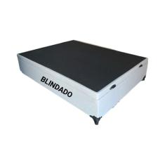 Cama Box Baú Casal Blindado Linhão Cinza Com Pistão A Gás