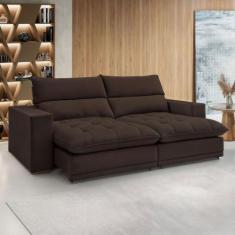 Sofá 4 Lugares Martinho Retrátil 20585 Veludo Marrom  - Celflex, Marro