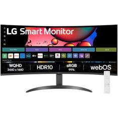 Monitor LG UltraWide Streaming 34SR60QC-B Tela curva WQuadHD (3440 x 1440) 21:9 de 34", WebOS, ThinQ Home, Air Play, Screen Share, Bluetooth