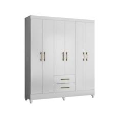 Guarda Roupa Casal 6 Portas 2 Gavetas Panamá Moval, Branco