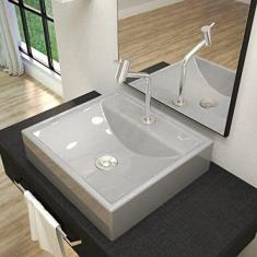 Kit Cuba Q39 com Torneira Pratika 1060 Metal e Válvula Click 1 Pol. Sifão Cromado e Flexível Compace Cinza