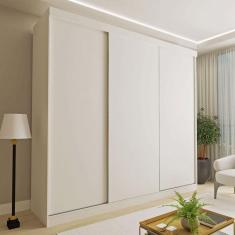 Guarda-Roupa Casal Cronos 3 Portas de Correr 4 Gavetas Branco - Minastex