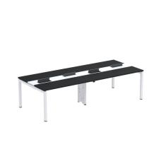 Mesa de Plataforma Dupla para 4 Pessoas Corporativa 140X120/4P PDC14/12/4P Preto/Branco
